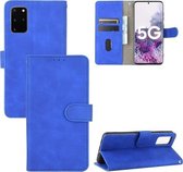 Voor Samsung Galaxy S20 Plus Effen Kleur Huidgevoel Magnetische Gesp Horizontale Flip Kalfsstructuur PU Lederen Case met Houder & Kaartsleuven & Portemonnee (Blauw)