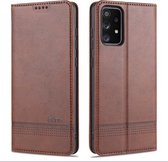 Voor Samsung Galaxy A52 5G AZNS Magnetische Kalf Textuur Horizontale Flip Leren Case met Kaartsleuven & Houder & Portemonnee (Donkerbruin)
