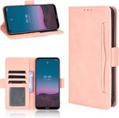 Voor Nokia 5.4 Skin Feel Calf Pattern Horizontale Flip Leather Case met houder & kaartsleuven & fotolijst (roze)