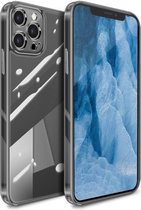 Hoog transparant TPU zacht frame + glazen achterkant fijn gat beschermhoes voor iPhone 12 Pro Max (grijs)