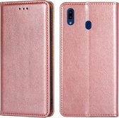 Voor Samsung Galaxy A20e PU + TPU Gloss Oil Effen Kleur Magnetische Horizontale Flip Leren Case met Houder & Kaartsleuf & Portemonnee (Rose Goud)