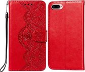 Flower Vine Embossing Pattern Horizontale Flip Leather Case met Card Slot & Holder & Wallet & Lanyard Voor iPhone 8 Plus & 7 Plus (Red)