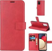 Voor Samsung Galaxy A02s (EU-versie) Retro kalfspatroon gesp Horizontale flip lederen tas met houder & kaartsleuven en portemonnee (rood)