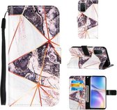 Voor OnePlus 9 Marble Stitching Horizontale Flip PU lederen hoes met houder & kaartsleuven & portemonnee & lanyard (zwart wit)