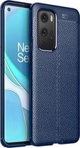 Voor OnePlus 9 Pro Litchi Texture TPU schokbestendig hoesje (marineblauw)