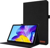 Voor Huawei Enjoy Tablet 2 10.1 / T10 / T10S Horizontale Flip TPU + Stof PU Lederen Beschermhoes met Naamkaart Clip (Zwart)