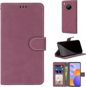 Voor Huawei Y9a Retro Frosted Horizontale Flip PU lederen hoes met houder & kaartsleuven & portemonnee & fotolijst (Rose Red)