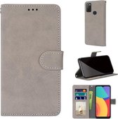 Voor Alcatel 1S (2021) Retro Frosted Horizontale Flip PU lederen tas met houder & kaartsleuven & portemonnee & fotolijst (grijs)