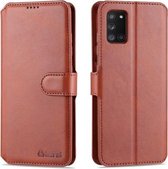 Voor Samsung Galaxy A31 AZNS Kalfsstructuur Horizontale Flip Leren Case, met Houder & Kaartsleuven & Portemonnee & Fotolijst (Bruin)