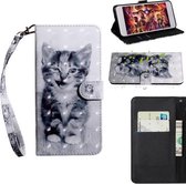 Voor LG K61 3D Schilderen Patroon Gekleurde Tekening Horizontale Flip PU Lederen Case met Houder & Kaartsleuven & Portemonnee & Lanyard (Kat)