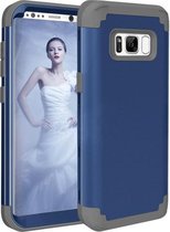 Voor Galaxy S8 Dropproof 3 in 1 Geen opening in het midden Siliconen hoes voor mobiele telefoon (donkerblauw)