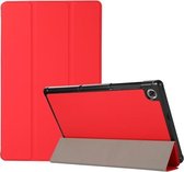 Voor Lenovo Tab M10 HD (X306) 3-vouwen Huidtextuur Horizontaal Flip TPU + PU lederen tas met houder (rood)