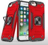 Voor iPhone 6 Plus & 6s Plus Magnetisch pantser Schokbestendig TPU + pc-hoesje met metalen ringhouder (rood)