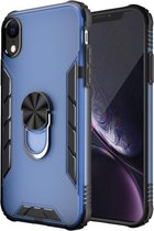 Magnetische matte pc + matte TPU schokbestendige hoes met ringhouder voor iPhone XR (klassiek blauw)