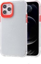 Transparant glitterpoeder TPU + pc-hoesje met afneembare knoppen voor iPhone 12 Pro Max (rood)