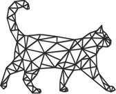 Hout-Kado - Lopende Kat/Poes - Small - Zwart - Geometrische dieren en vormen - Hout - Lasergesneden- Wanddecoratie
