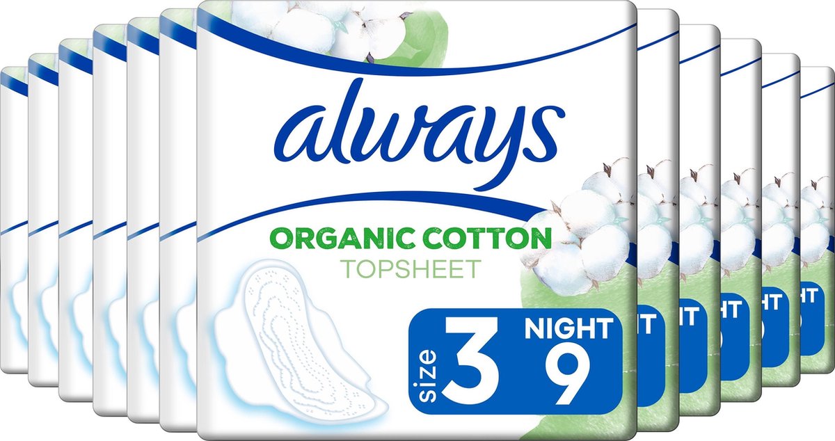 Always Cotton Protection Ultra Night Voordeelverpakking 12 x 9 Stuks Maandverband Met Vleugels