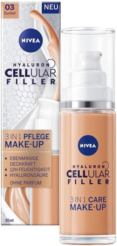 NIVEA Hyaluron Cellular Filler 3-in-1 verzorgende make-up #03 Donker (30  ml),... | bol.com