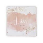 Canvas met roze waterverf en gouden spetters (30x30 cm)