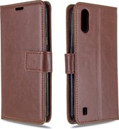 Voor Galaxy A01 Crazy Horse Texture Horizontale Flip Leather Case met houder & kaartsleuven & portemonnee & fotolijst (bruin)