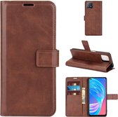 Retro kalfspatroon gesp horizontale flip lederen tas met houder & kaartsleuven & portemonnee voor OPPO A72 5G / A73 5G (donkerbruin)