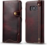 Voor Galaxy S8 Plus Denior Olie Wax Koeienhuid Magnetische Knop Horizontale Flip Leren Case met Kaartsleuven & Portemonnee (Donkerrood)