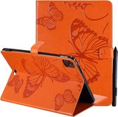 Geperst afdrukken Vlinderpatroon Horizontale flip lederen hoes met houder & kaartsleuven & portemonnee & slaap- / wekfunctie voor iPad Air 2020 10.9 / iPad Pro 11 2020/2018 (oranje)