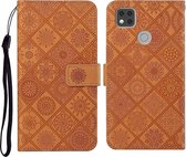 Voor Xiaomi Redmi 9C Etnische Stijl Reliëfpatroon Horizontale Flip Leren Case met Houder & Kaartsleuven & Portemonnee & Lanyard (Bruin)