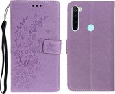 Voor Redmi Note 8 Pro Plum Blossom Pattern Links en Rechts Flip Leren Case met Beugel & Kaartsleuf & Portemonnee & Lanyard (Paars)