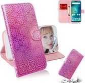 Voor xiaomi redmi 6 pro effen kleur kleurrijke magnetische gesp horizontale flip pu lederen case met houder & kaartsleuven & portemonnee & lanyard (roze)