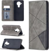 Voor Nokia 5.4 Rhombus Texture Horizontale Flip Magnetische Leren Case met Houder & Kaartsleuven & Portemonnee (Grijs)