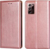 Voor Samsung Galaxy Note20 PU + TPU Gloss Oil Effen Kleur Magnetische Horizontale Flip Leren Case met Houder & Kaartsleuf & Portemonnee (Rose Goud)