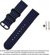 Donker Blauw Nylon sporthorlogebandje voor 20mm Smartwatches (zie compatibele modellen) van Samsung, Pebble, Garmin, Huawei, Moto, Ticwatch, Seiko, Citizen en Q – Maat: zie maatfot