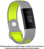Lichtgrijs Groen Siliconen sporthorlogebandje voor Fitbit Charge 3 / Charge 3 SE / Charge 4 – Maat: zie maatfoto – light grey green smartwatch strap - Polsbandje