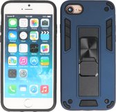 iPhone SE 2020 Hoesje - iPhone 8 Hoejse - iPhone 7 Hoesje - Tough Armor Hardcase - Telefoonhoesje Met Standfunctie - Bestcases Backcover - Navy