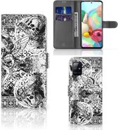 Telefoonhoesje Geschikt voor Samsung Galaxy A71 Wallet Book Case Skulls Angel