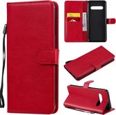Voor LG V60 effen kleur horizontale flip beschermende lederen tas met houder & kaartsleuven & portemonnee & lanyard (rood)