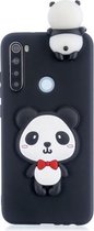 Voor Xiaomi Redmi Note 8T schokbestendig 3D liggend Cartoon TPU beschermhoes (Panda met rode strik)