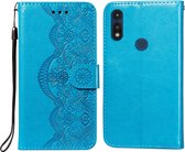 Voor Motorola Moto E (2020) / E7 Flower Vine Embossing Pattern Horizontale Flip Leather Case met Card Slot & Holder & Wallet & Lanyard (Blue)