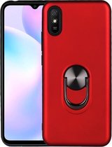 Voor Xiaomi Redmi 9A 360 graden roterende multifunctionele stent PC + TPU-hoes met magnetische onzichtbare houder (rood)