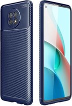 Voor Xiaomi Redmi Note9 5G koolstofvezel textuur schokbestendig TPU-hoesje (blauw)