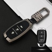 Auto Lichtgevende All-inclusive Zinklegering Sleutel Beschermhoes Sleutel Shell voor Hyundai I Stijl Smart 3-knop (Gun Metal)