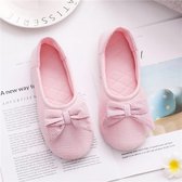 Bow Confinement Shoes Indoor Home Confinement Shoes Antislip Floor Bag Heel Slippers, Maat: 35-36 (roze)