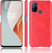 Voor OnePlus Nord N100 schokbestendig Litchi Texture PC + PU-hoesje (rood)