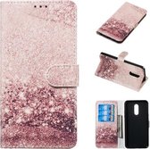 Gekleurde tekening marmer patroon horizontale flip PU lederen tas met houder & kaartsleuven & portemonnee voor LG Stylo 5 (rose goud)