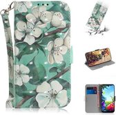 Voor LG K40S 3D Formule Patroon Magnetische Aantrekkelijkheid Horizontale Flip Leren Case met Lanyard, Ondersteuning Houder & Kaartsleuf & Portemonnee (Aquarel Bloemen)