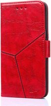 Voor Nokia 3.1 C / 3.1 A Geometrische stiksels Horizontale flip TPU + PU lederen tas met houder & kaartsleuven en portemonnee (rood)