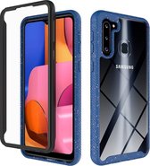 Voor Samsung Galaxy A21 schokbestendige sterrenhemel PC + TPU beschermhoes (blauw)