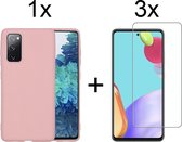 Samsung S20 FE hoesje - Samsung galaxy S20 FE hoesje roze siliconen case hoes cover hoesjes - 3x Samsung S20 FE screenprotector