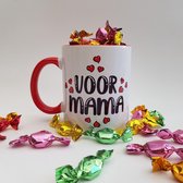 Mok of beker met "Voor mama" - koffiemok, theebeker, cadeautje, moederdag, moeder, valentijnsdag, liefde